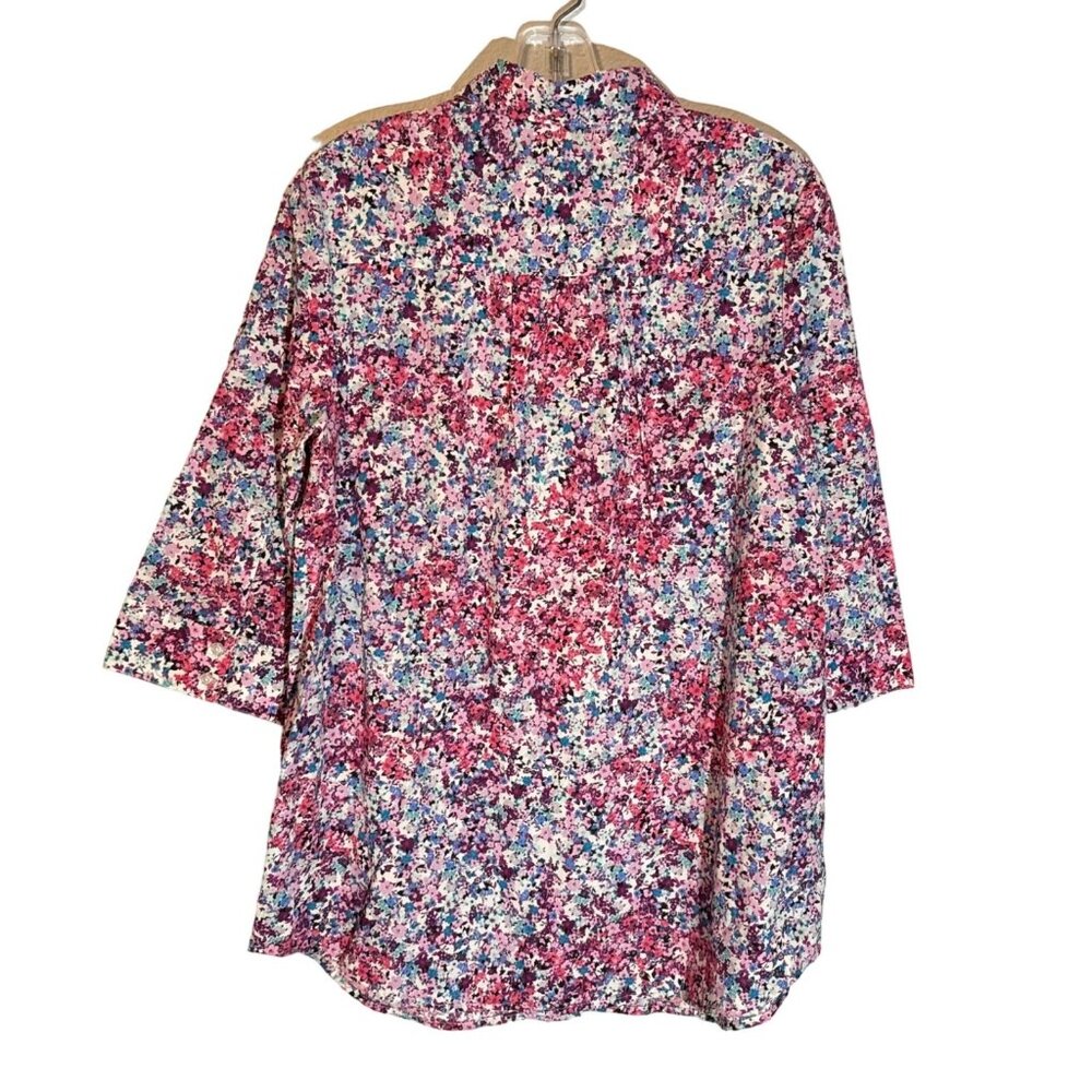 Roamans Womens Floral Tunic Top 14W 3/4 Sleeve Cotton/Poly Blend women blouse. - Picture 11 of 12